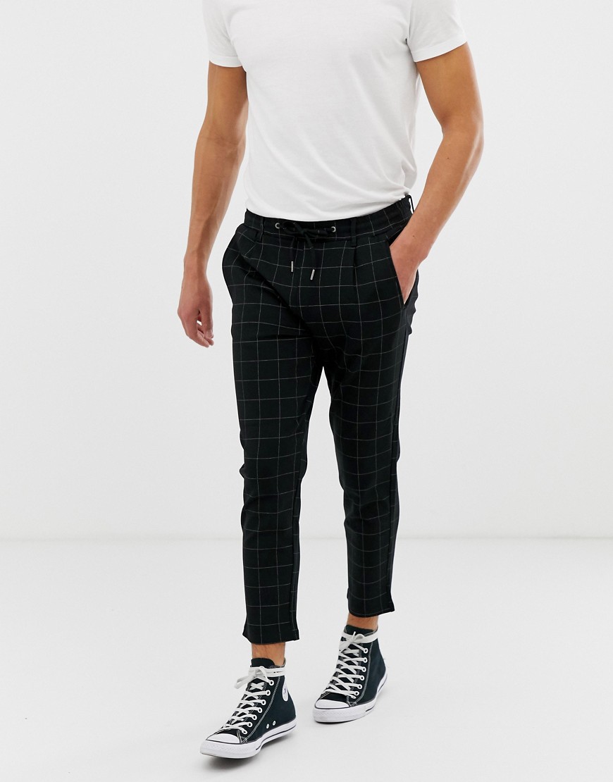 Jack & Jones tapered trouser in tailored fabric and grid check