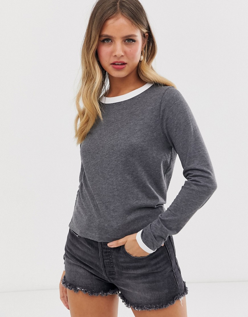 Brave Soul eloise long sleeve t shirt with contrast rib