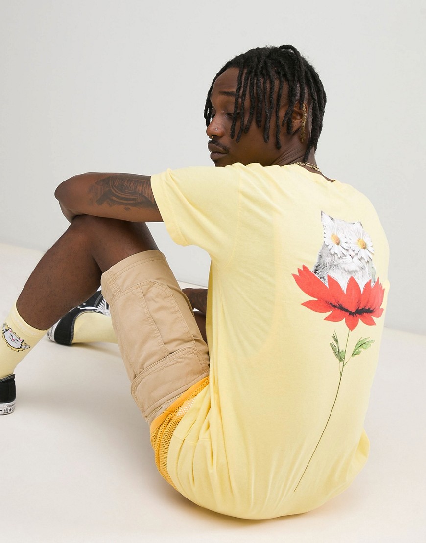 RIPNDIP t-shirt with daisy back print in yellow