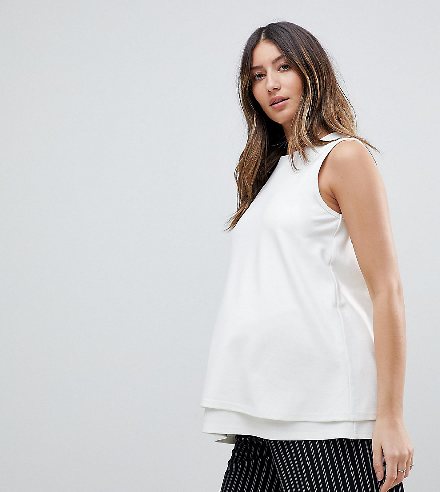 ASOS MATERNITY NURSING Double Layer Shell Top in Ponte - White