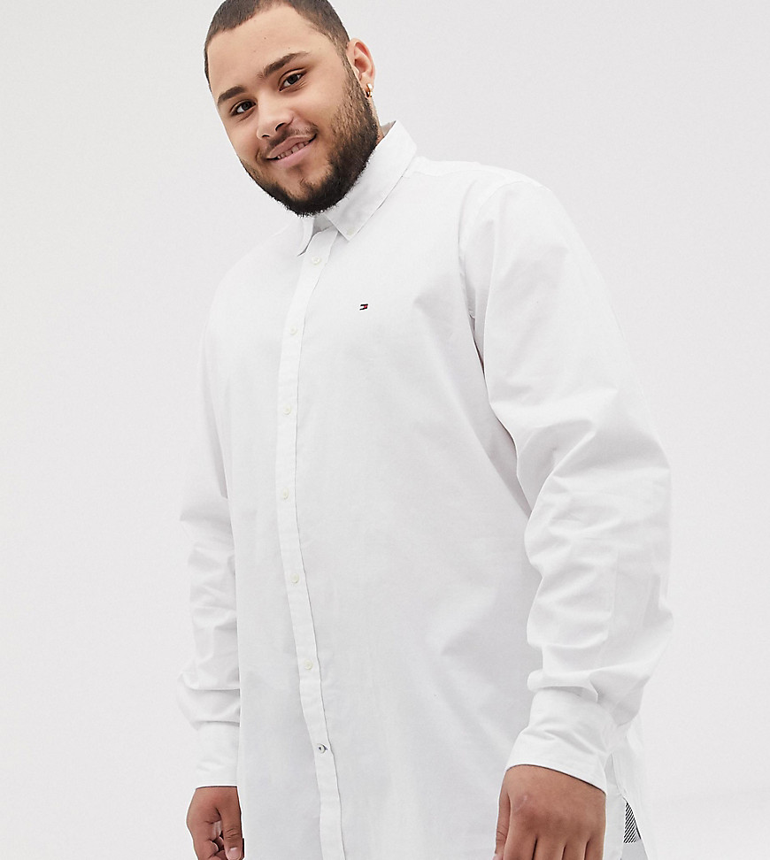 Tommy Hilfiger Big & Tall icon logo stretch poplin shirt regular fit in white
