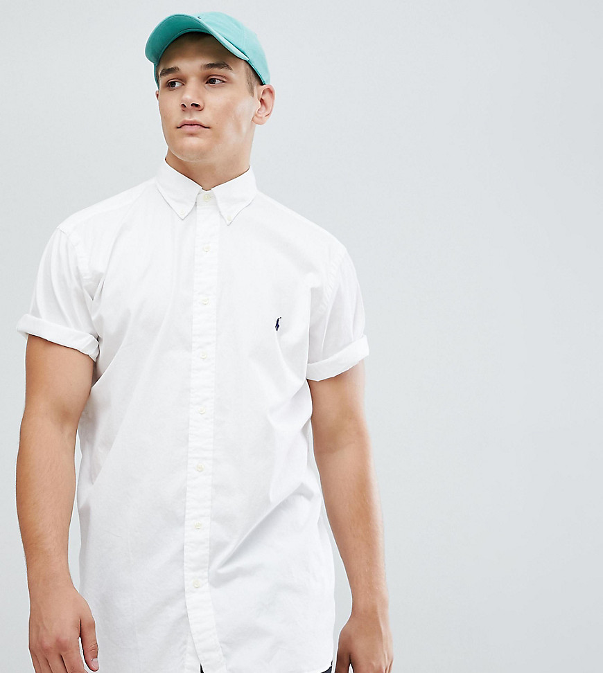 Polo Ralph Lauren Big & Tall short sleeve garment dyed shirt player logo in white