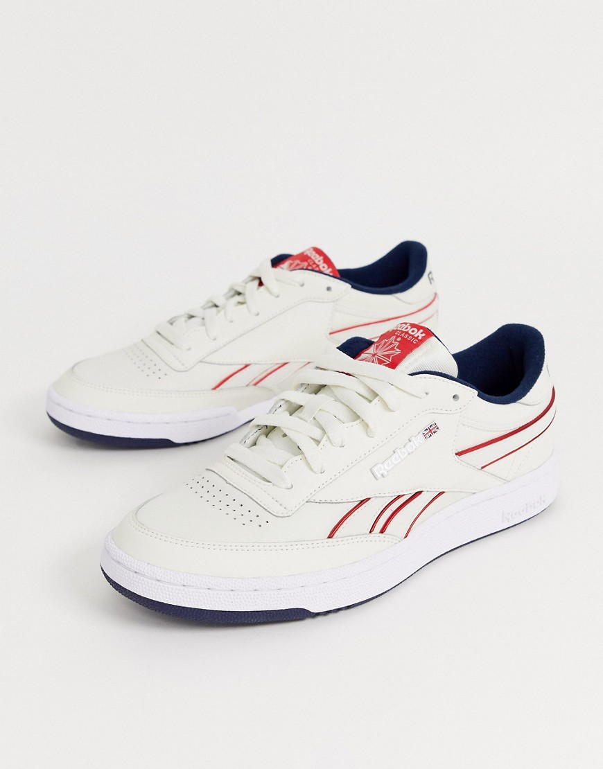 Reebok revenge plus trainers white with piping and metal logo