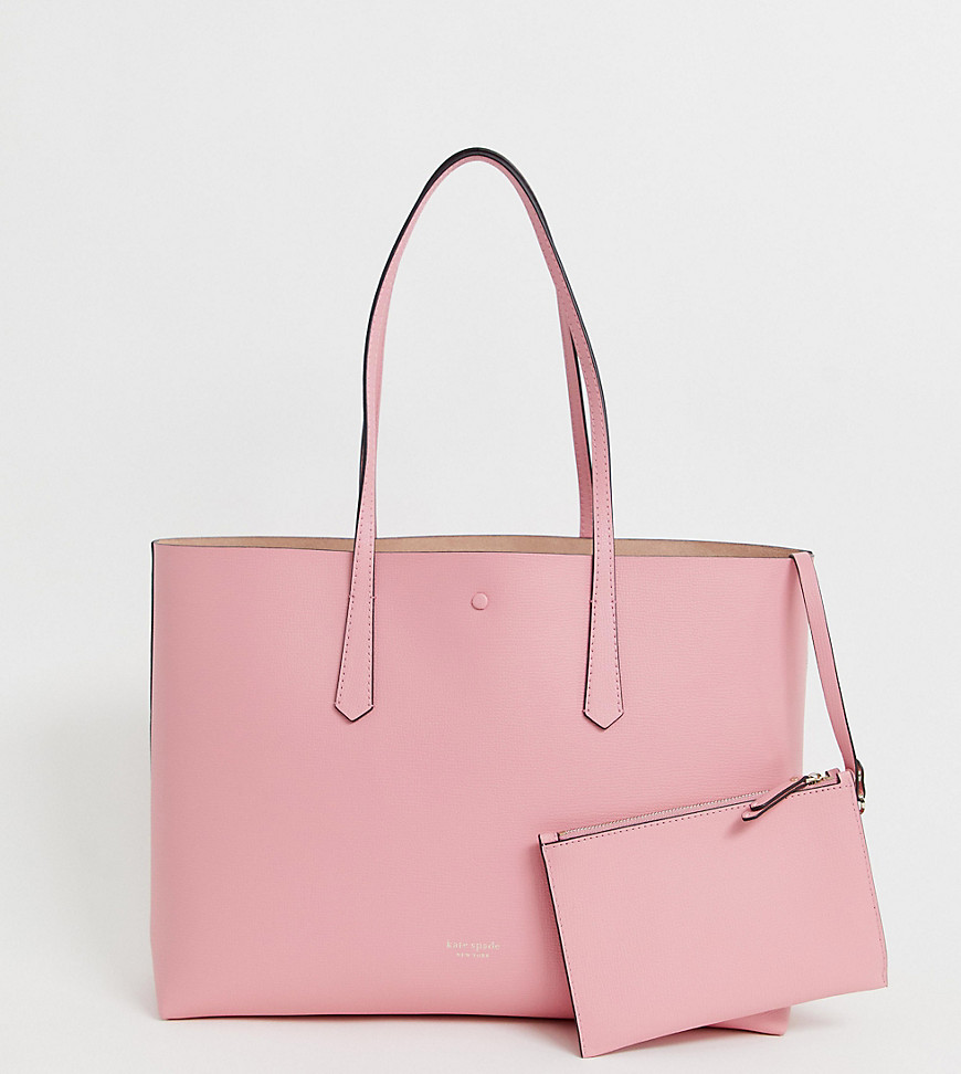 Kate Spade pink leather tote bag with removable purse