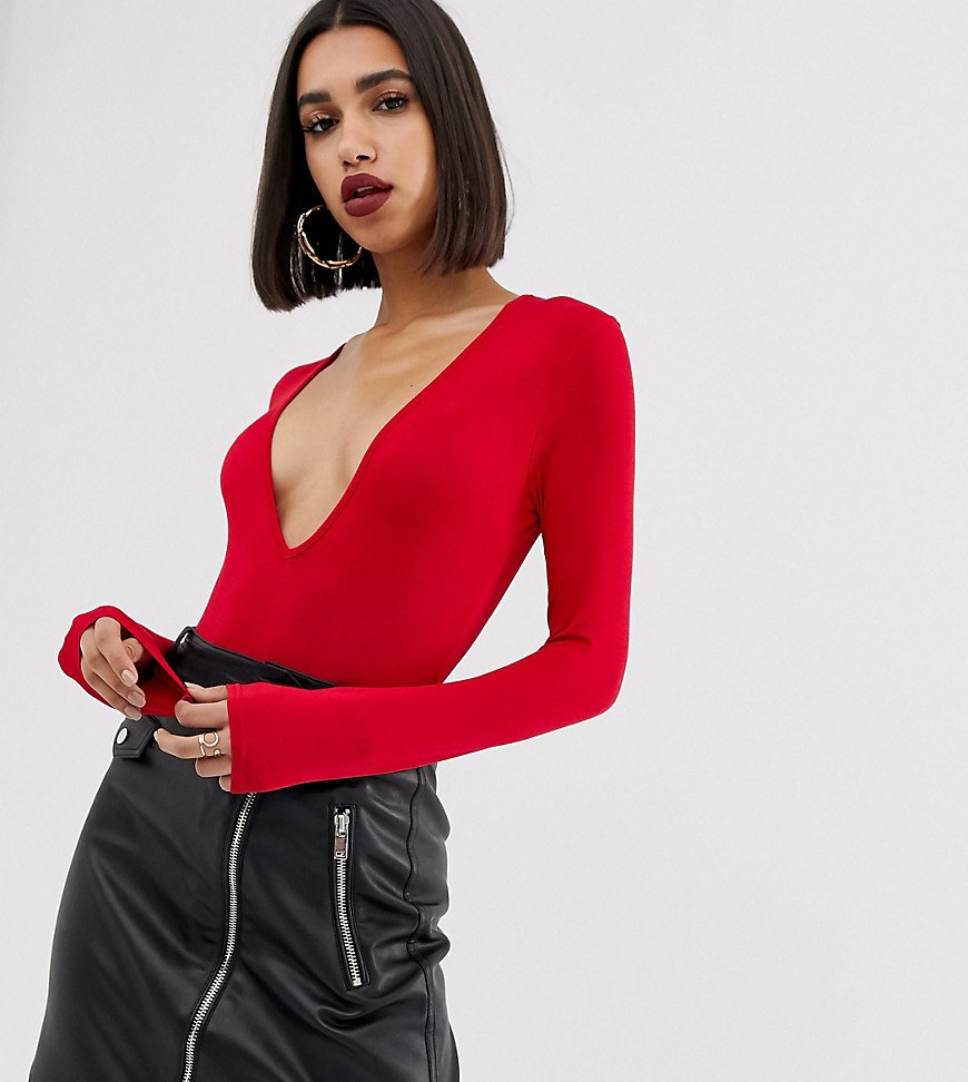 Missguided plunge body in red