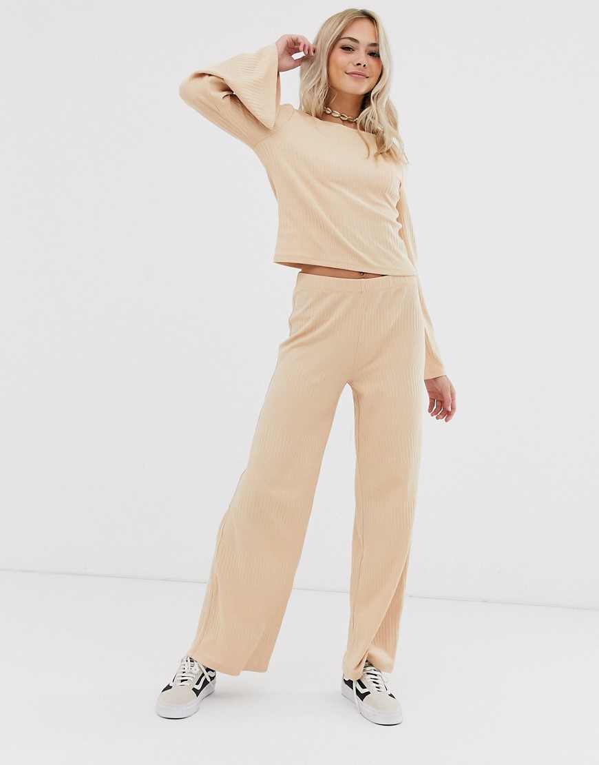 Pieces lounge travel wide leg trousers co-ord