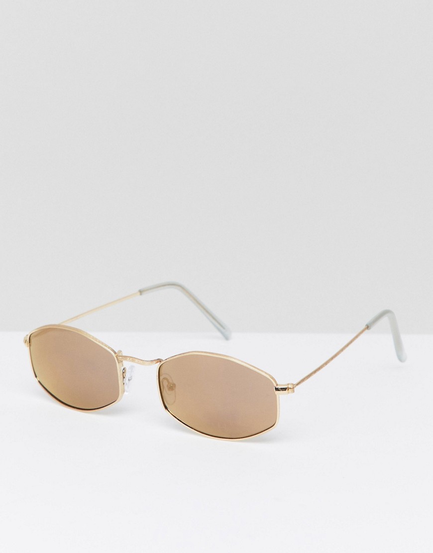 Квадратные солнцезащитные очки в золотистой оправе Jeepers Peepers 