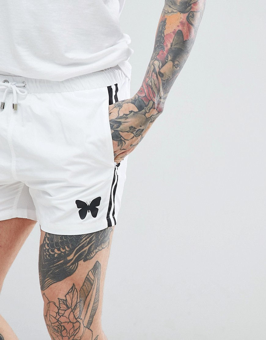 Good For Nothing swim shorts in white with side stripe
