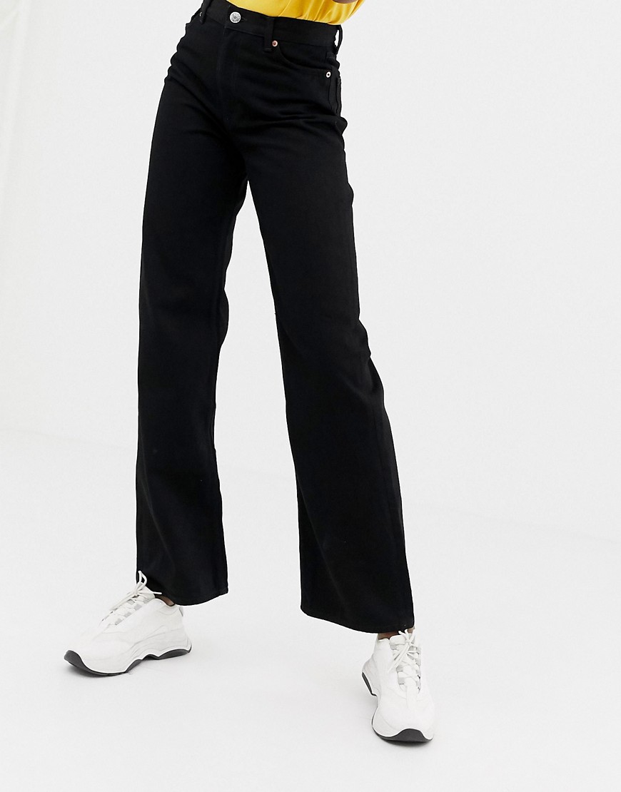 Monki wide leg jeans with cotton in black - MBLUE