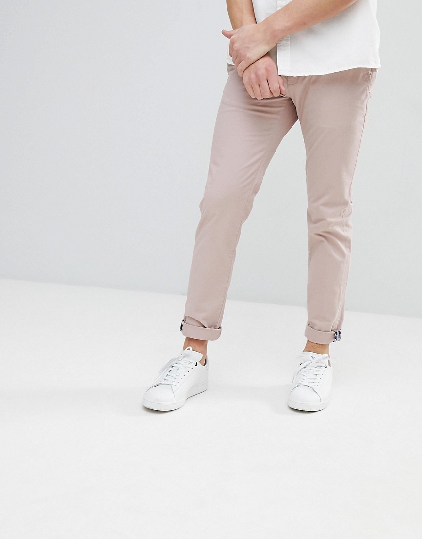 Ted Baker Slim Fit Chino In Beige - Pink