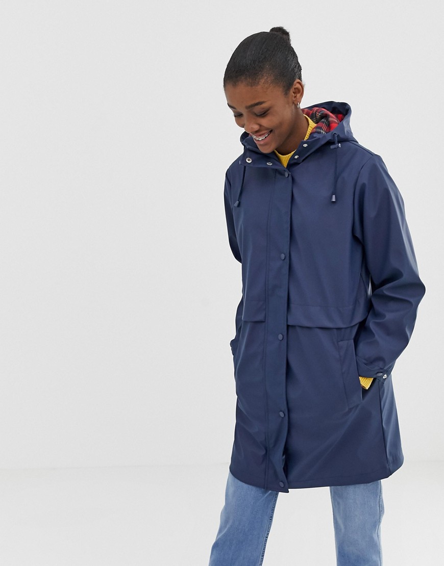 ASOS DESIGN raincoat with brushed check lining