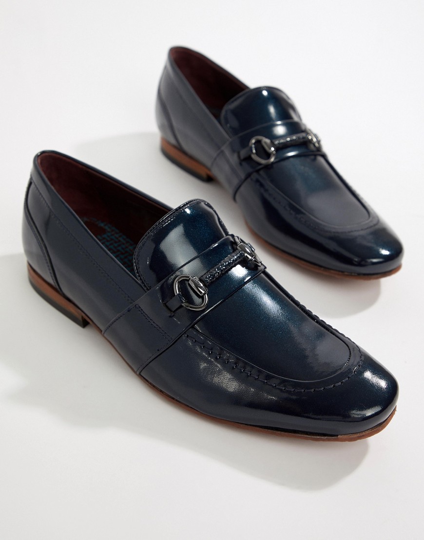 Ted Baker Paiser embossed loafers in patent navy leather