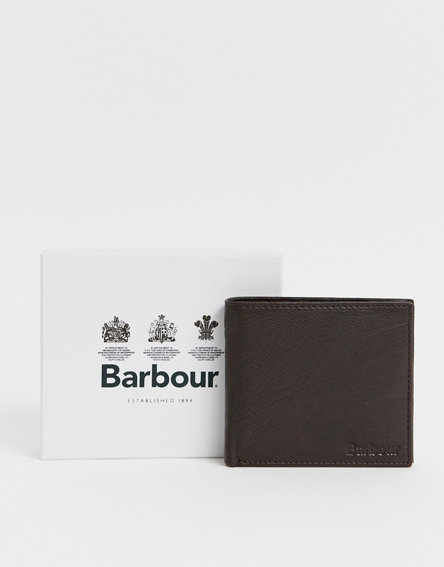 Barbour leather wallet/ coin holder in dark brown