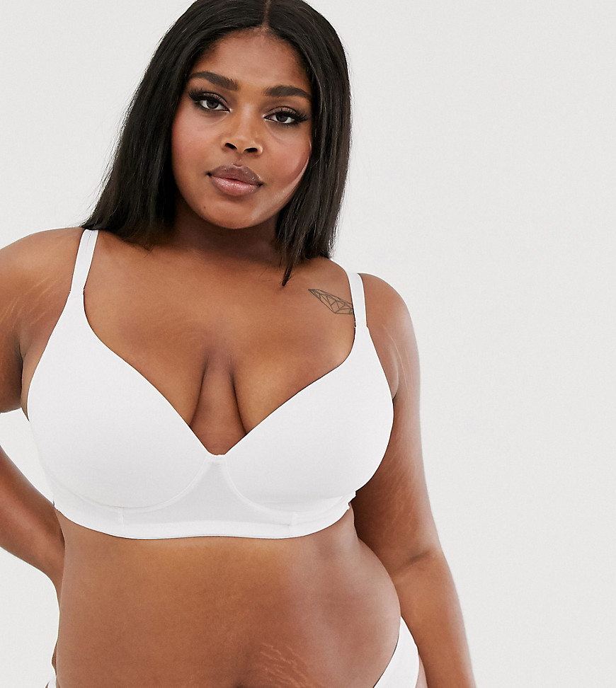 Yours Plus Size moulded non-wired t-shirt bra in white