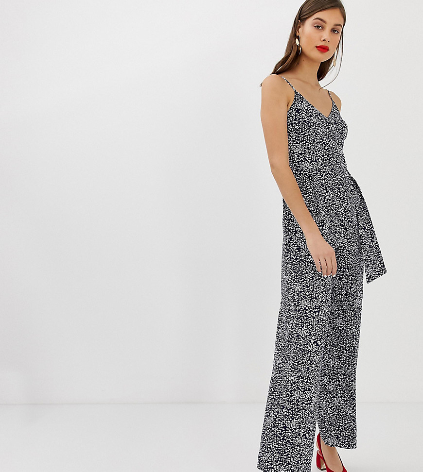 Warehouse jumpsuit with o-ring belt in spiral print