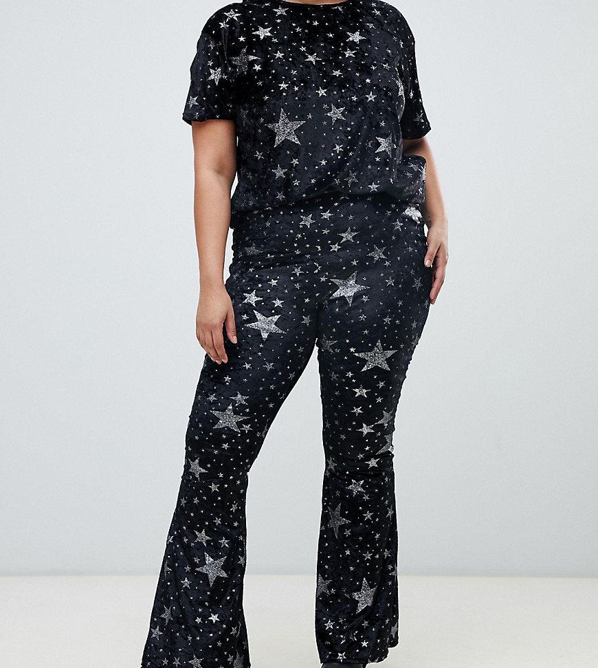Rokoko Plus velvet star print flared trousers co-ord
