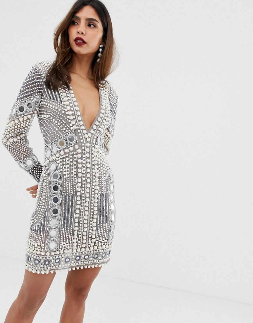 ASOS EDITION disc and pearl mini dress