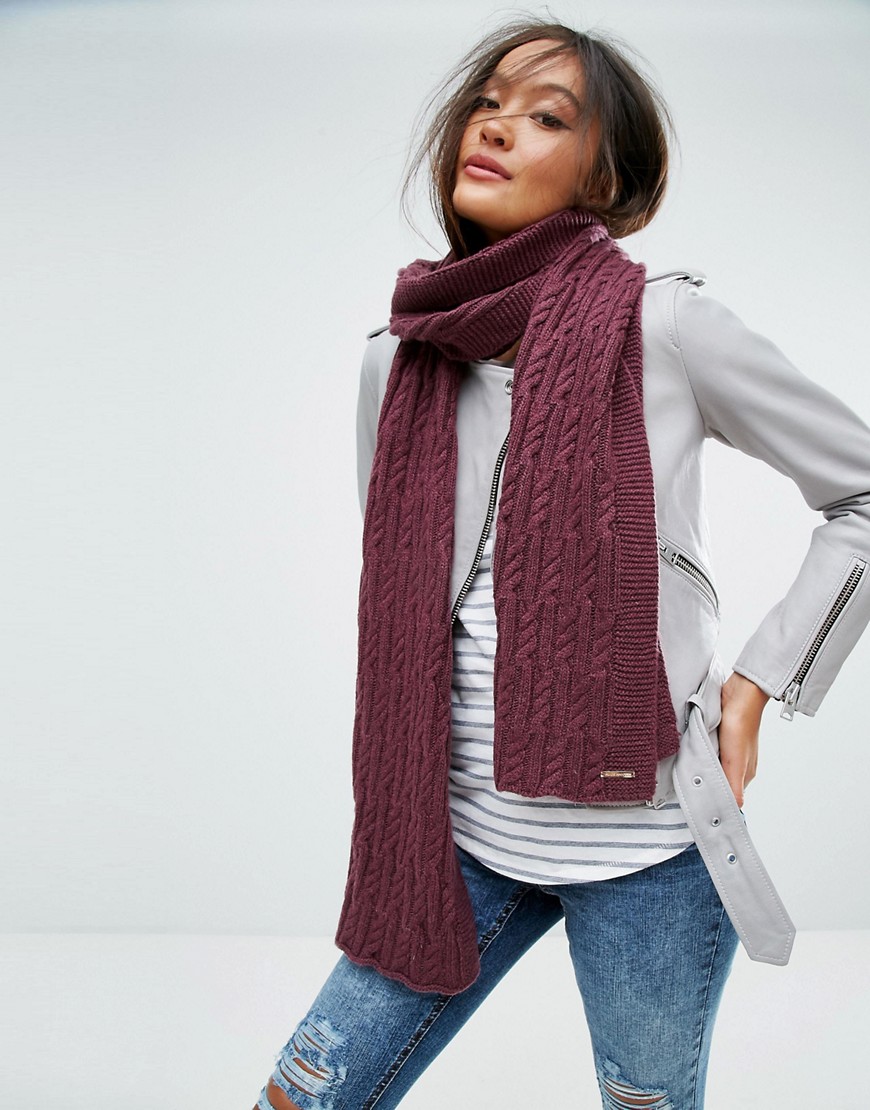 Alice Hannah Cable Knit Scarf - Berry