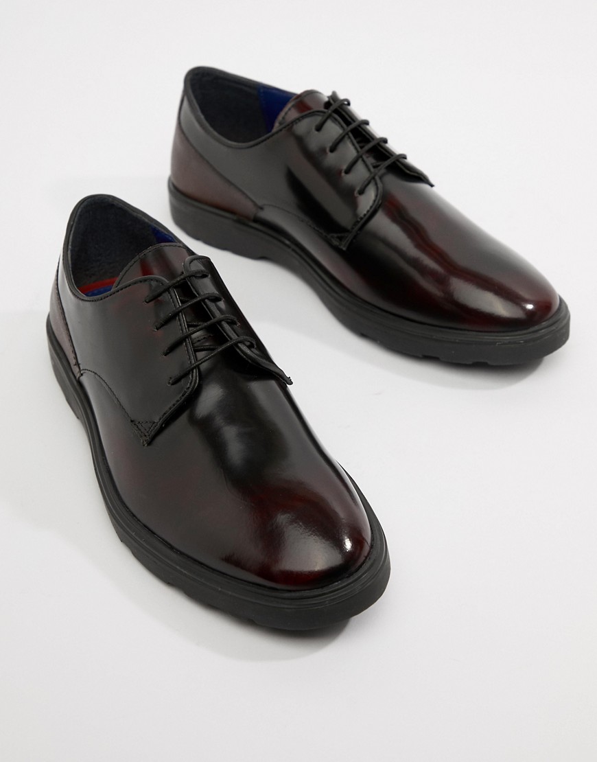 Silver Street High Shine Derby Shoes in Burgundy