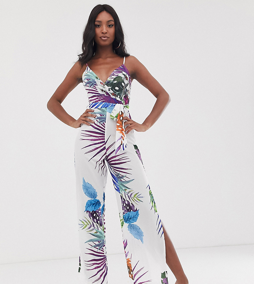 Parisian Tall cami strap jumpsuit in tropical floral print