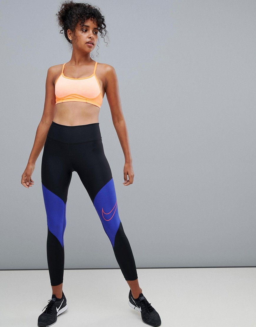 Nike Training Power Leggings In Blue Colourblock