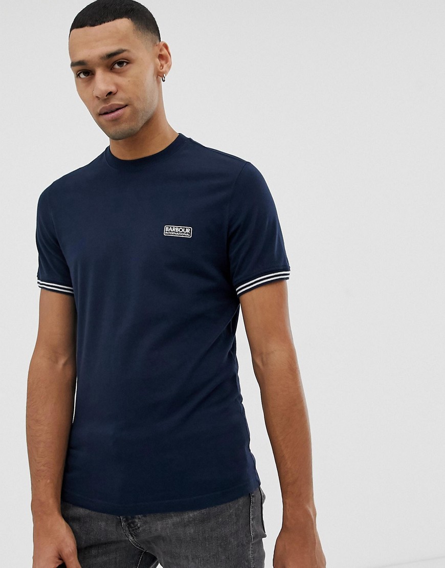 Barbour International tipped sleeve t-shirt in navy