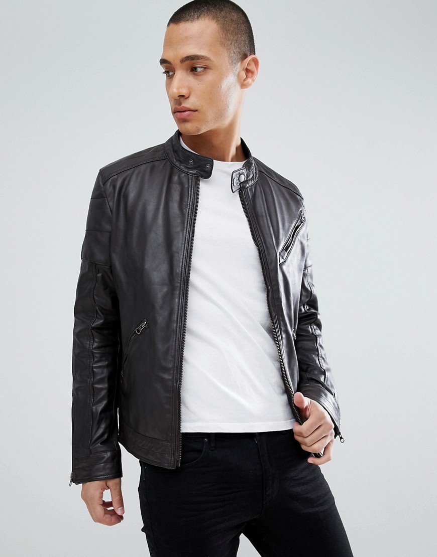 Barneys Originals real leather biker jacket