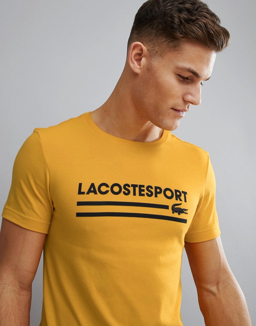 Lacoste Sport Three Lines Croc Logo T-Shirt in Yellow - Nz0