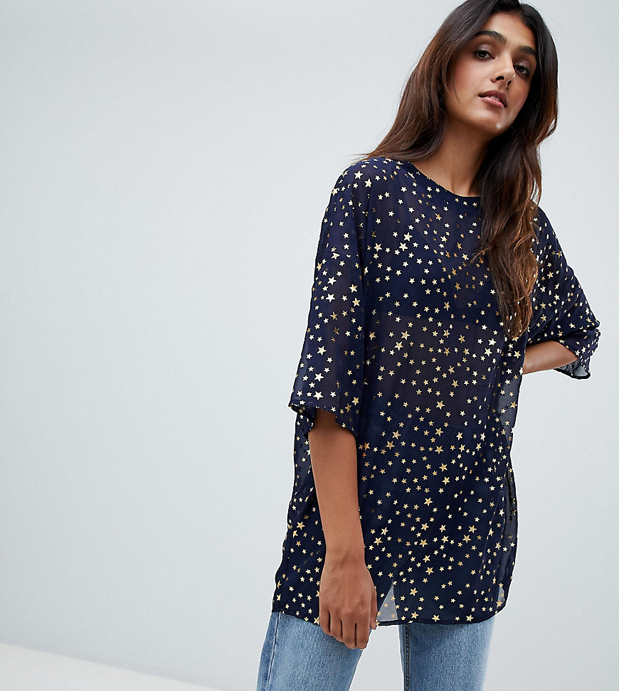 Glamorous Tall relaxed top in sparkle fabric