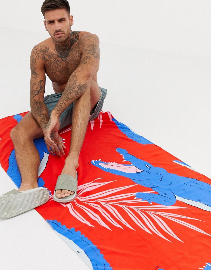 ASOS DESIGN towel with crocodile print