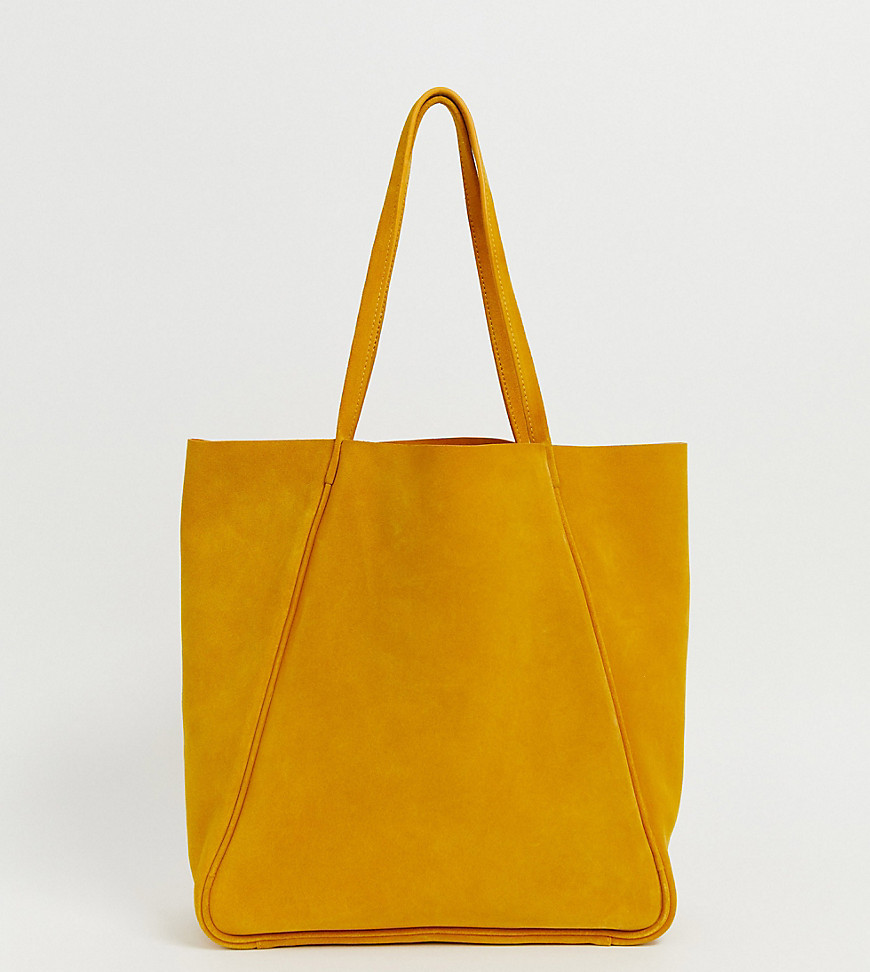 Accessorzie ochre yellow leather minimal tote shopper bag