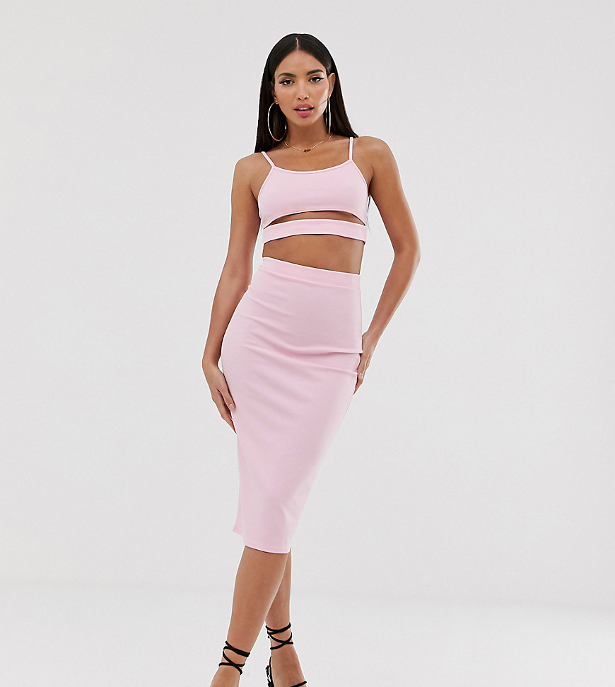 Fashionkilla Tall going out midi skirt in rose