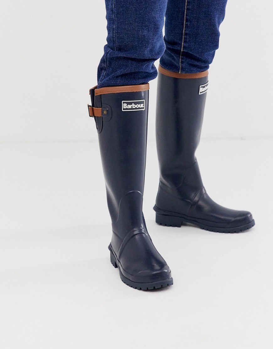 Barbour blyth longline wellies with leather strap details