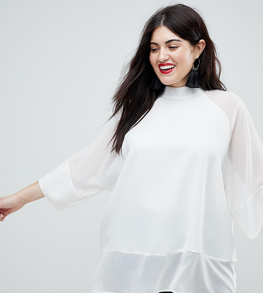 ASOS DESIGN CURVE Sheer and Solid Oversize Tee - White