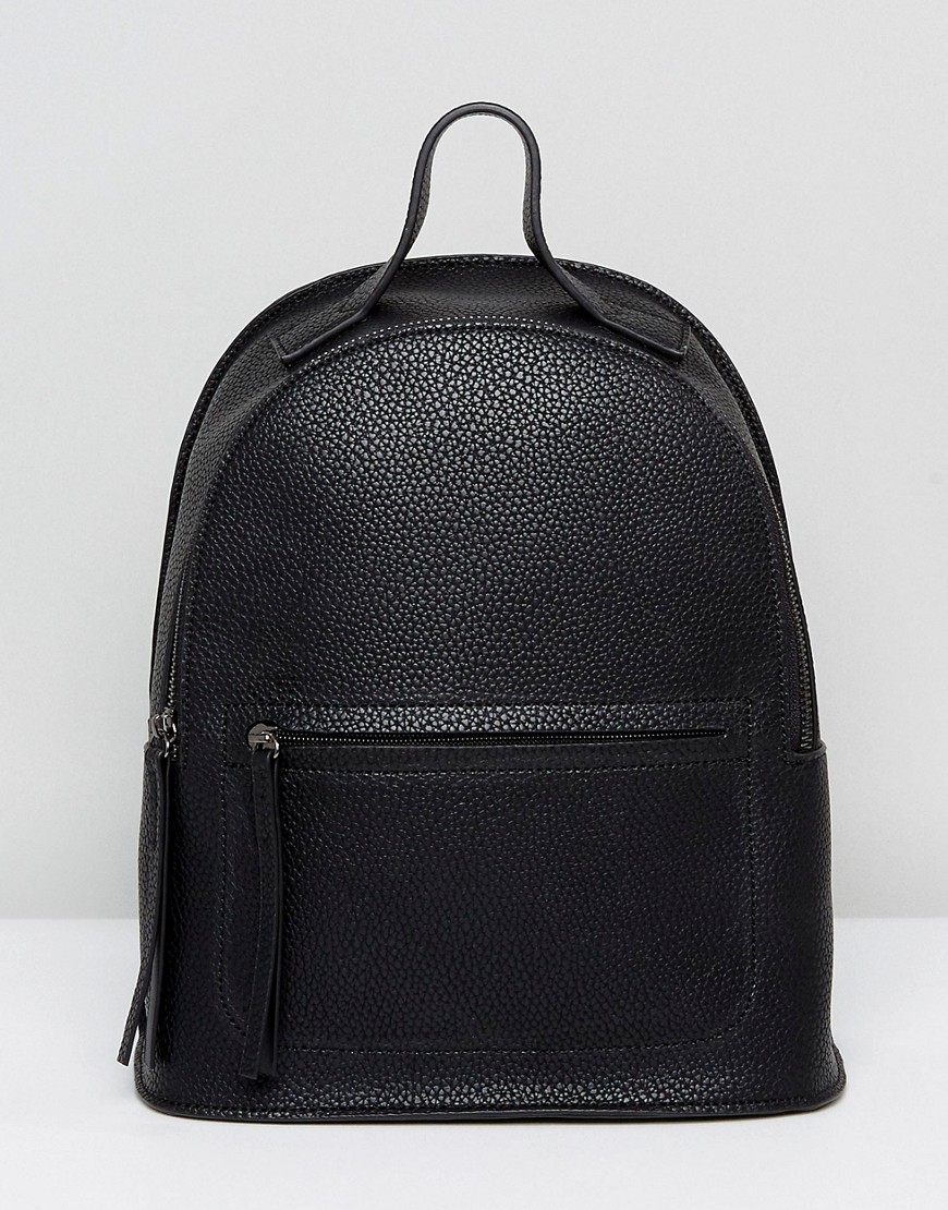 Liquorish Backpack With Front Pocket Detail - Black