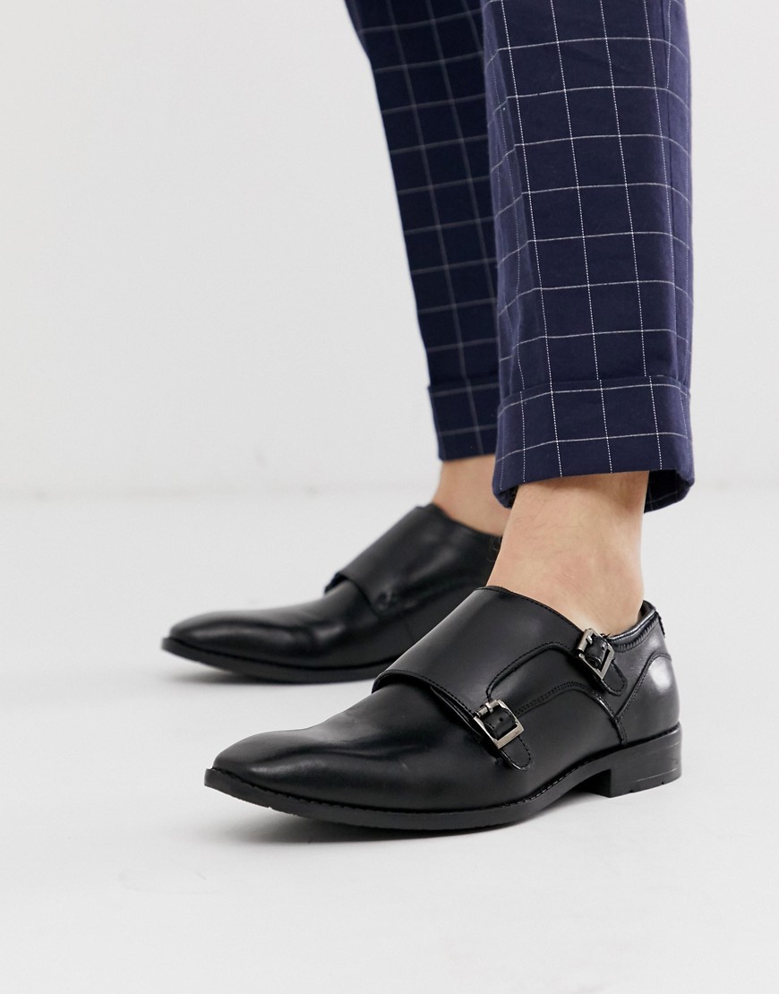 Goodwin Smith formal leather monk strap shoe in black