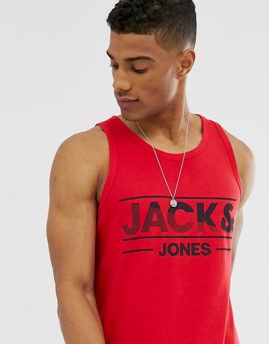 Jack & Jones Core logo tank vest in red