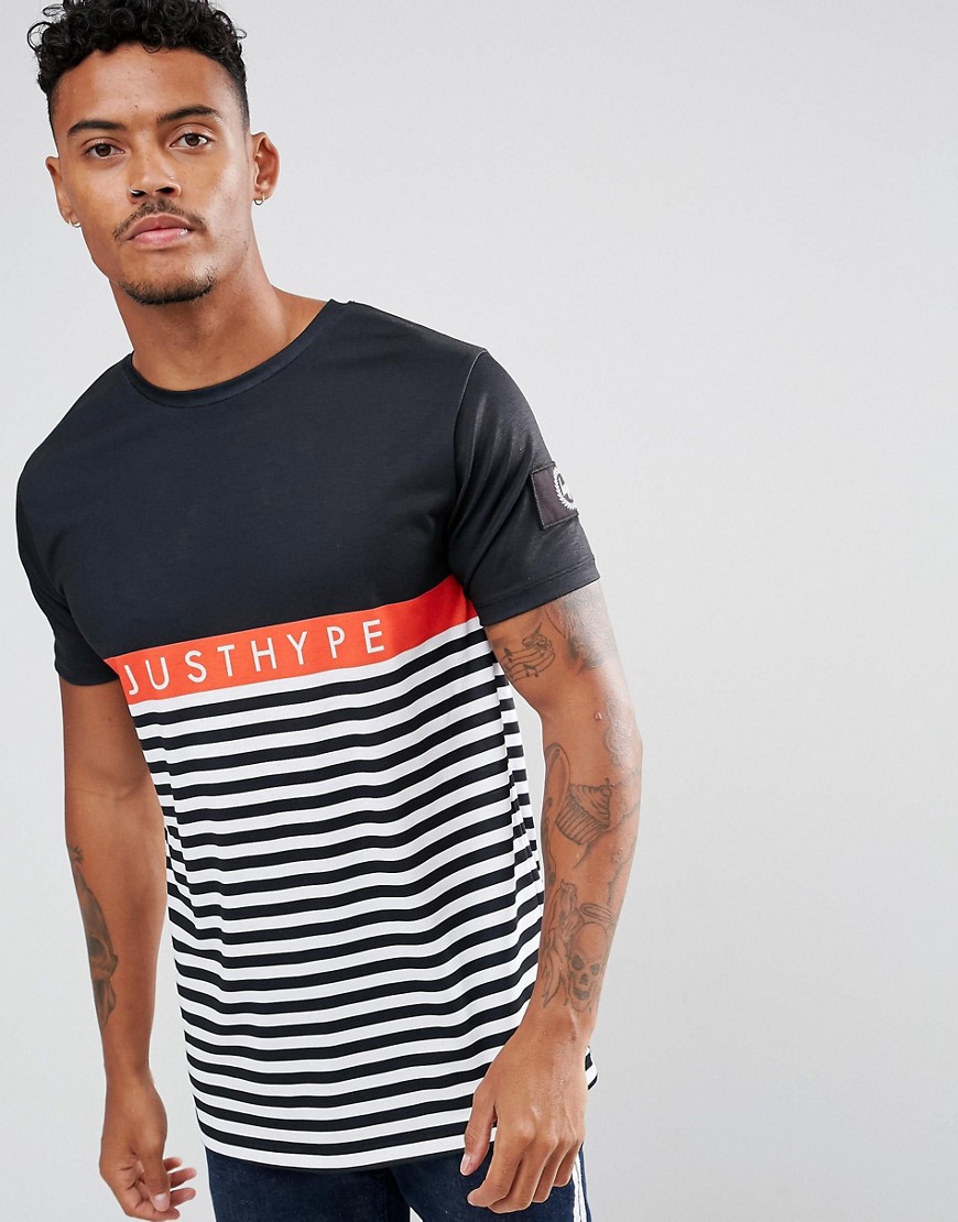 Hype T-Shirt In Black With Stripes - Black