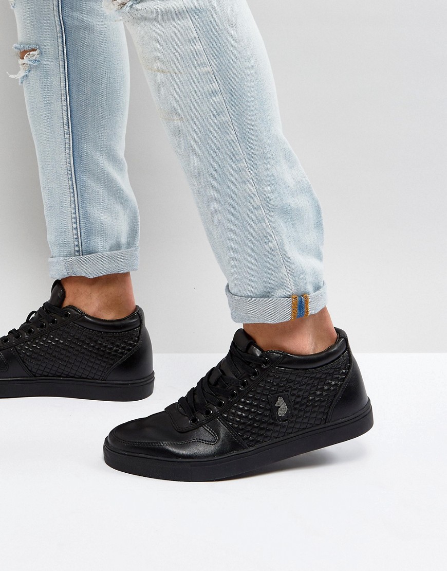 Luke 1977 Hartley Quilted Side Panel Trainers in Black - All black