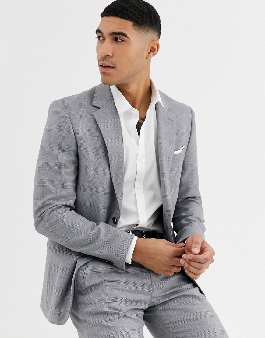 Celio slim fit suit jacket in grey