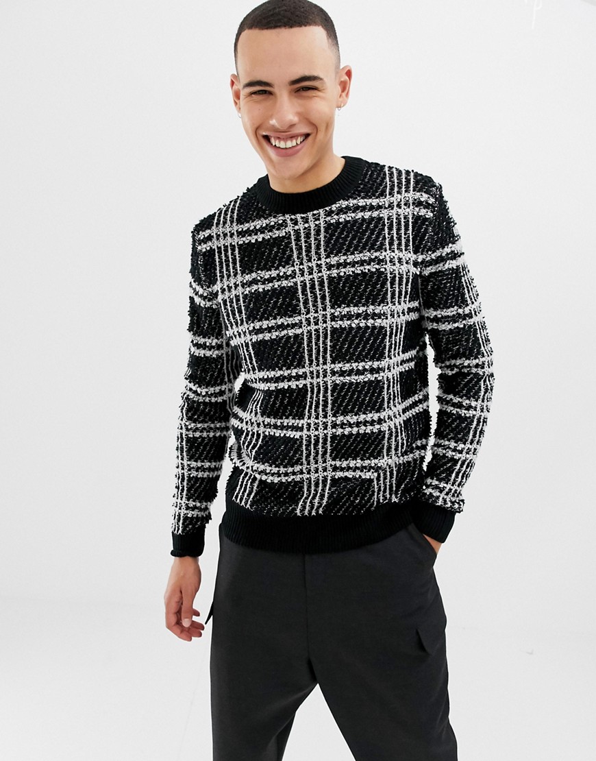 Only & Sons Textured Checked Knitted Jumper