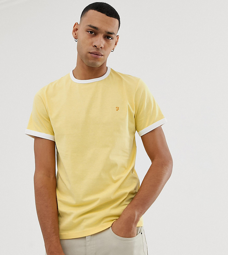 Farah Groves slim fit ringer t-shirt in yellow Exclusive at ASOS
