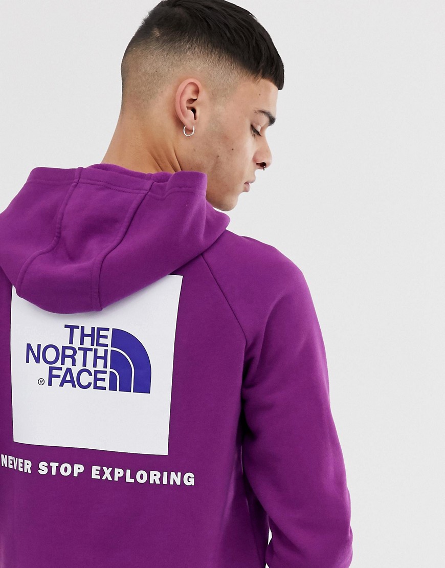 The North Face Raglan Red Box hoodie in purple