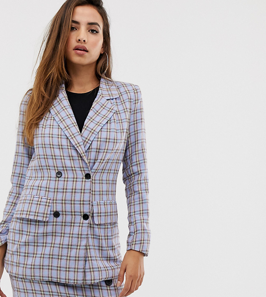 Missguided co-ord oversized blazer in blue check