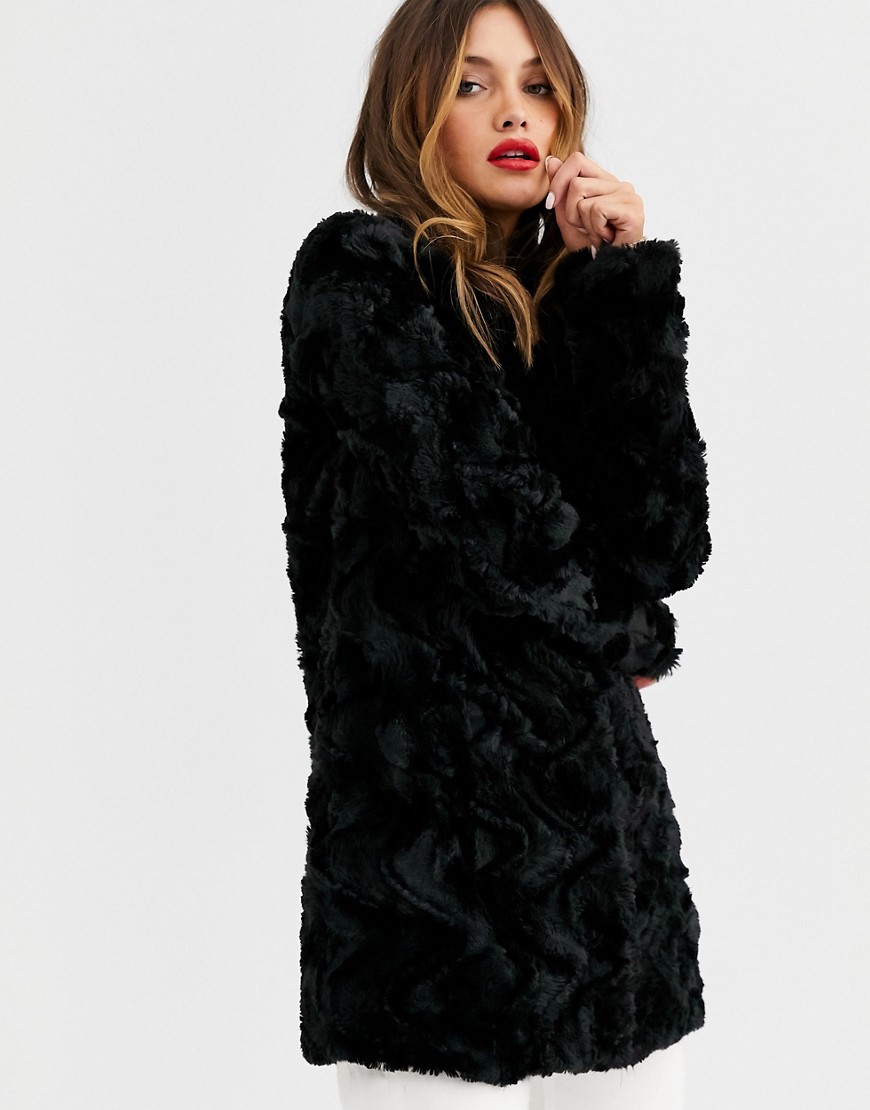 Vero Moda faux fur jacket in black