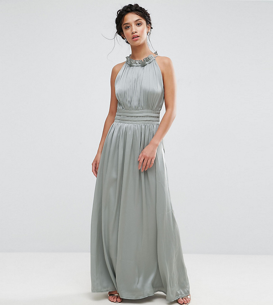Little Mistress Petite Ruched Pleated Maxi Prom Dress
