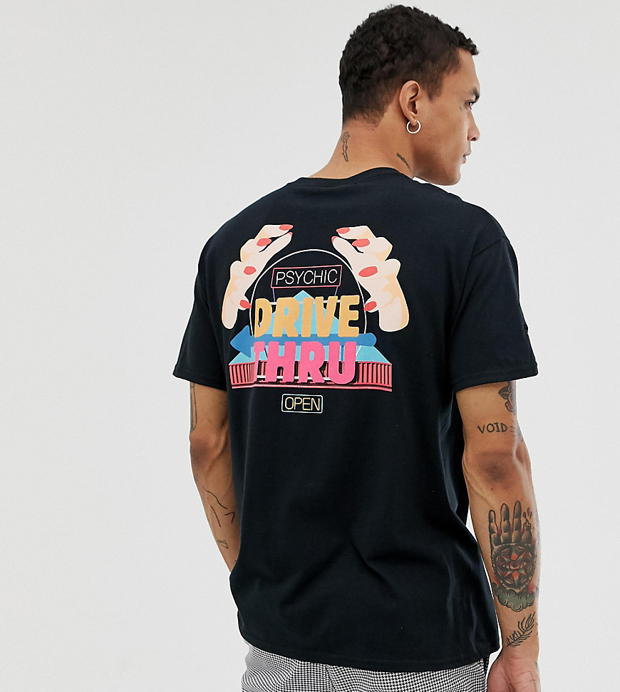 Crooked Tongues oversized t-shirt in black with drive thru print