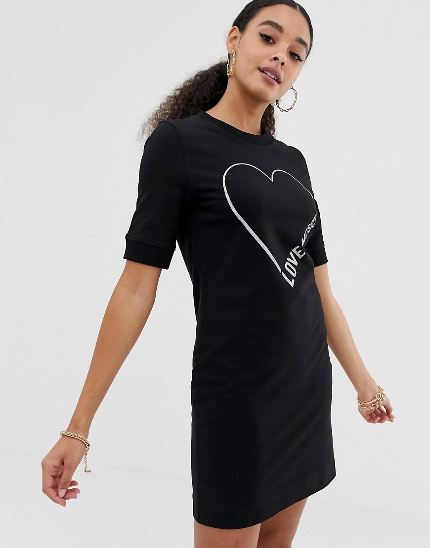 Love Moschino glitter stamp fitted dress