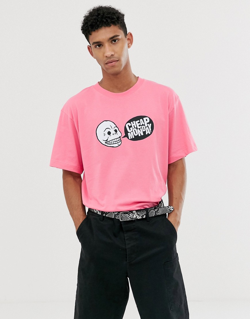 Cheap Monday t-shirt with speech logo in pink