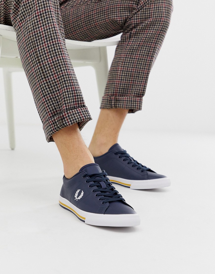 Fred Perry Underpsin leather trainers in navy